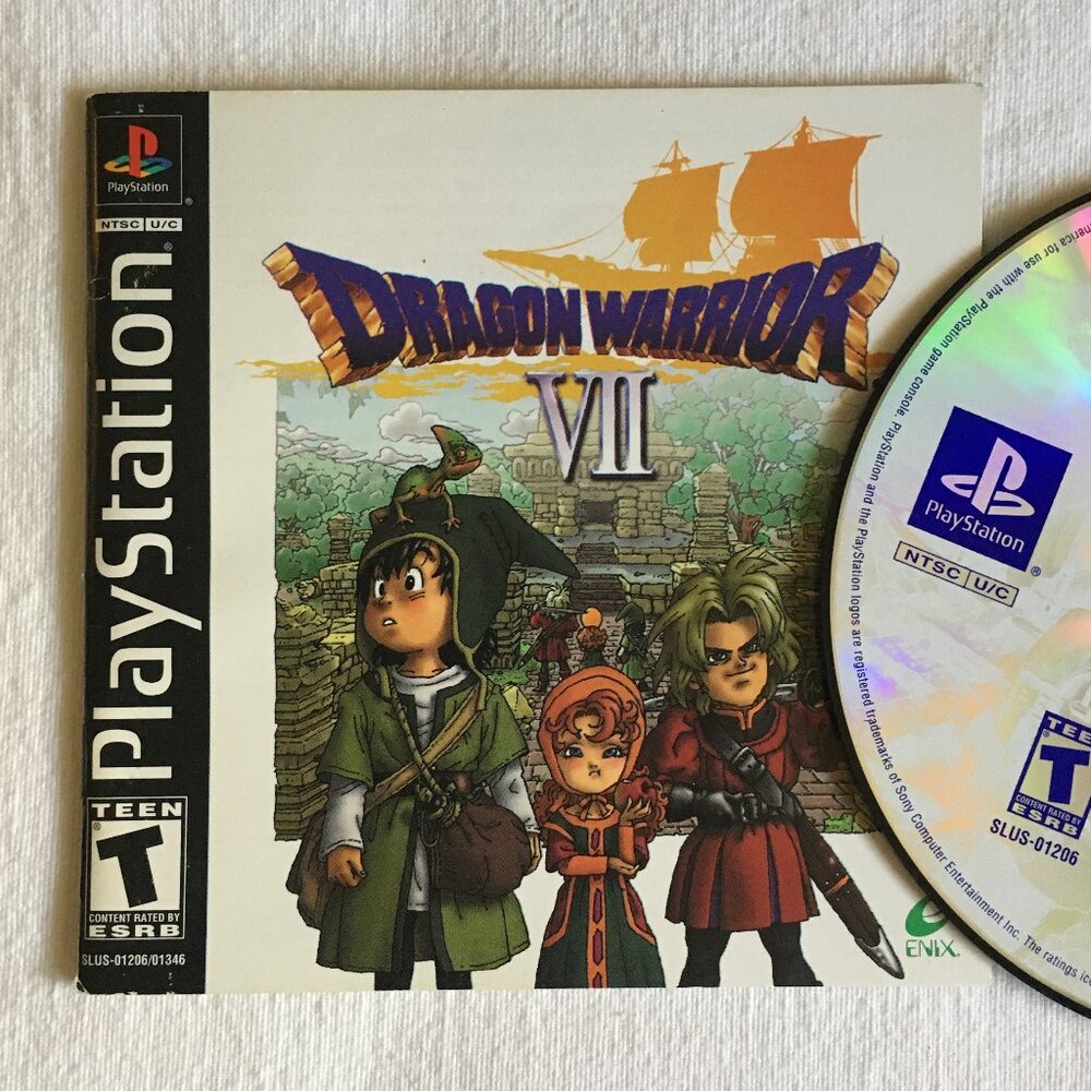 Dragon Warrior VII PS1 Sony PlayStation 1 Game Discs Manual Art No Box